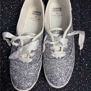 Keds Silver Glitter Lace-Up Sneakers